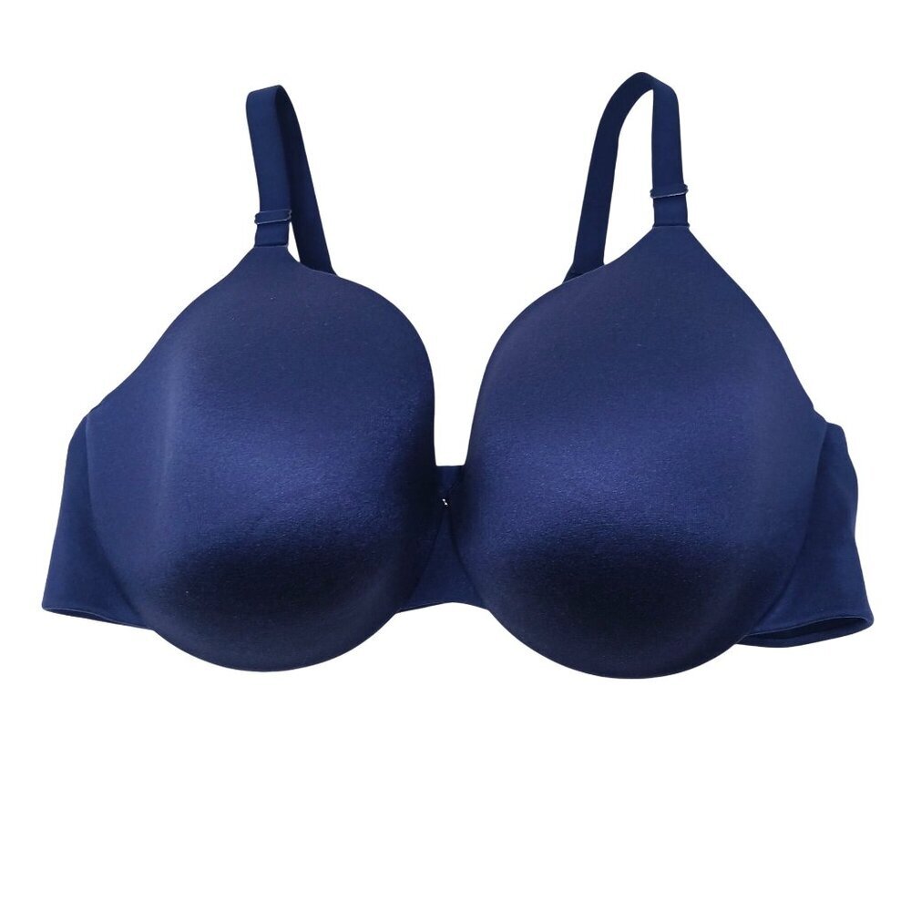 Cacique Lightly Lined Full Coverage Bra 44D Invisible Backsmoother Navy Blue